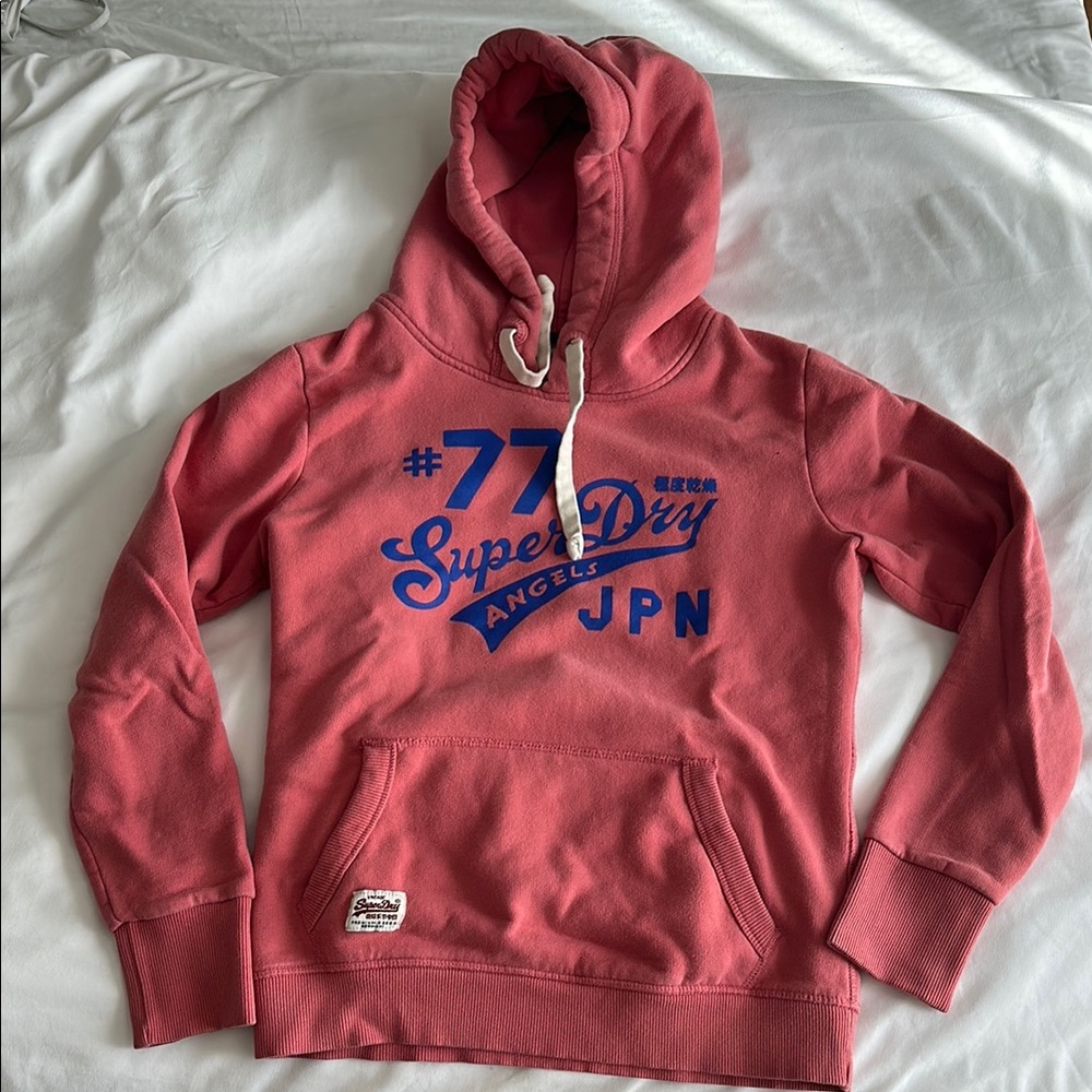 Superdry Coral Hoodie with Blue Graphic